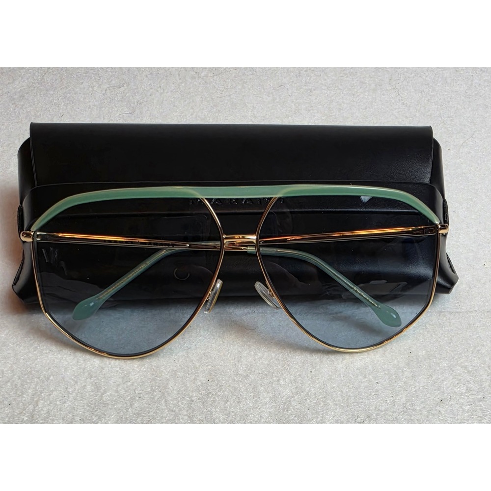 Isabel Marant Pilot Sunglasses Gold Mint Green Enamel Brow Bar 80s Aviator